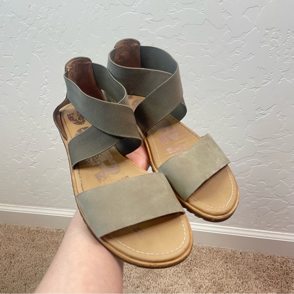 Sorel Ella Spring Summer Full Grain Leather Sandal Women’s Size 8 in Sage Green - Picture 12 of 16